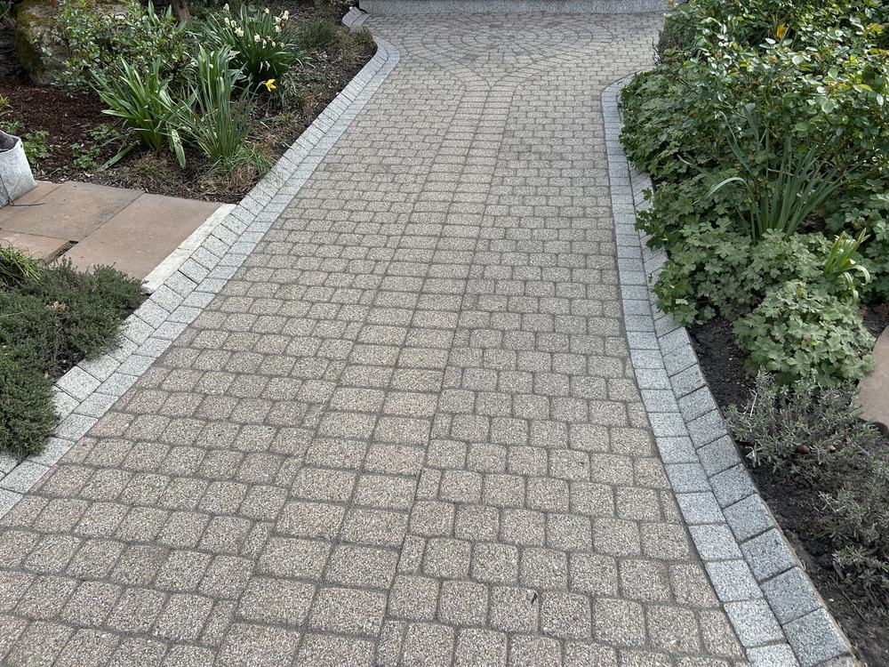 Derselbe Gartenweg nach der Reinigung durch Steinglanz